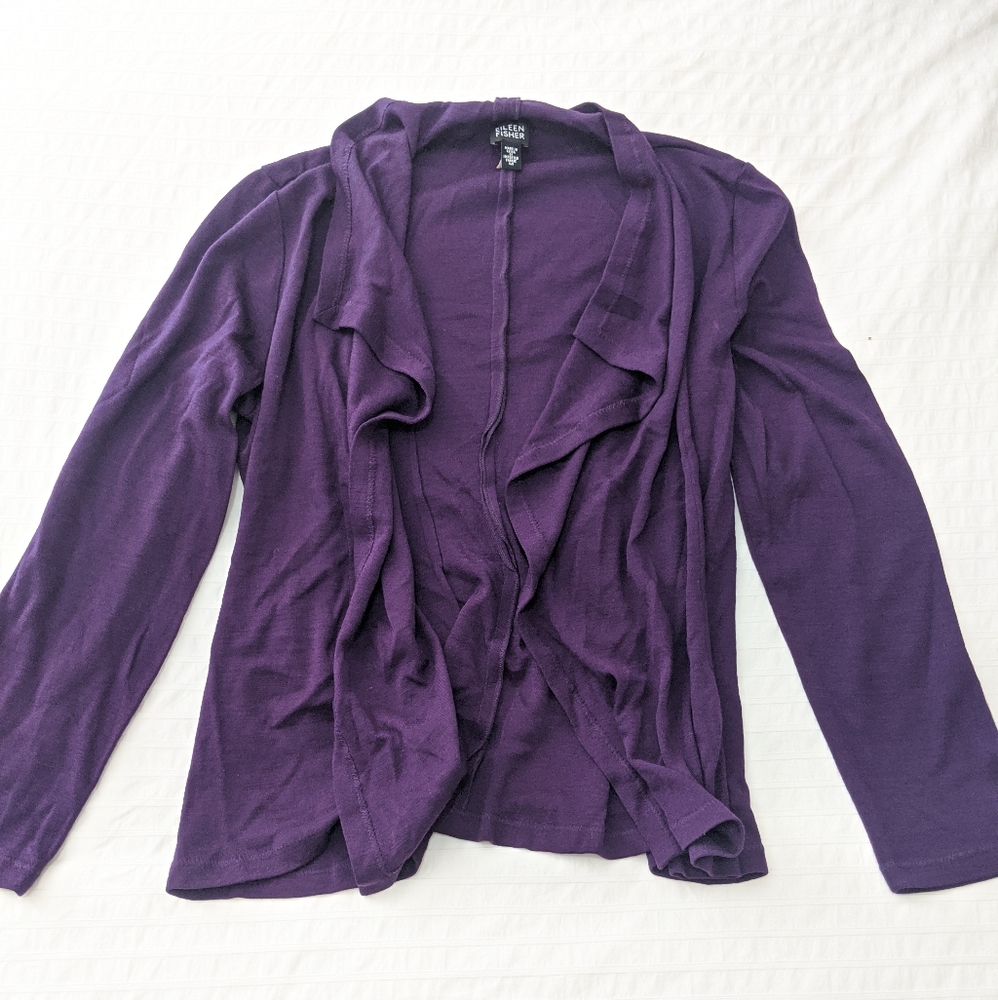 Eileen Fisher 100% Wool Cascading Cardigan